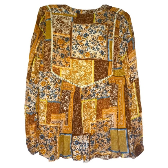 Olivaceous Boho Mixed Pattern Tassle - Tie Blouse NWOT SMALL - Picture 5 of 5